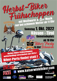 Herbst-Biker Frühschoppen in Kössen am 01. Oktober 2022 ab 11 Uhr.